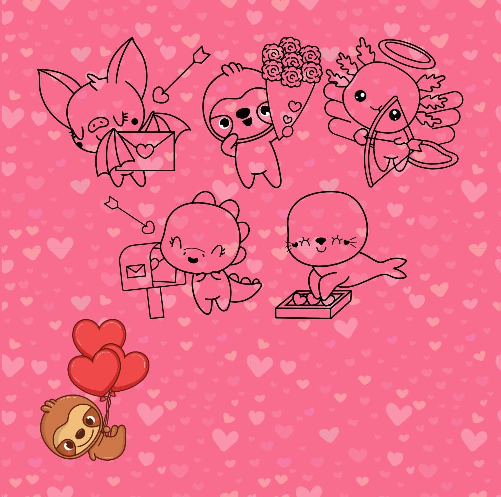 HAPPY VALENTINE’S DAY BABY ANIMALS Silly Sloths, Bats, Axolotls, Dinosaurs and Seals - Mini Muffin Bookstore