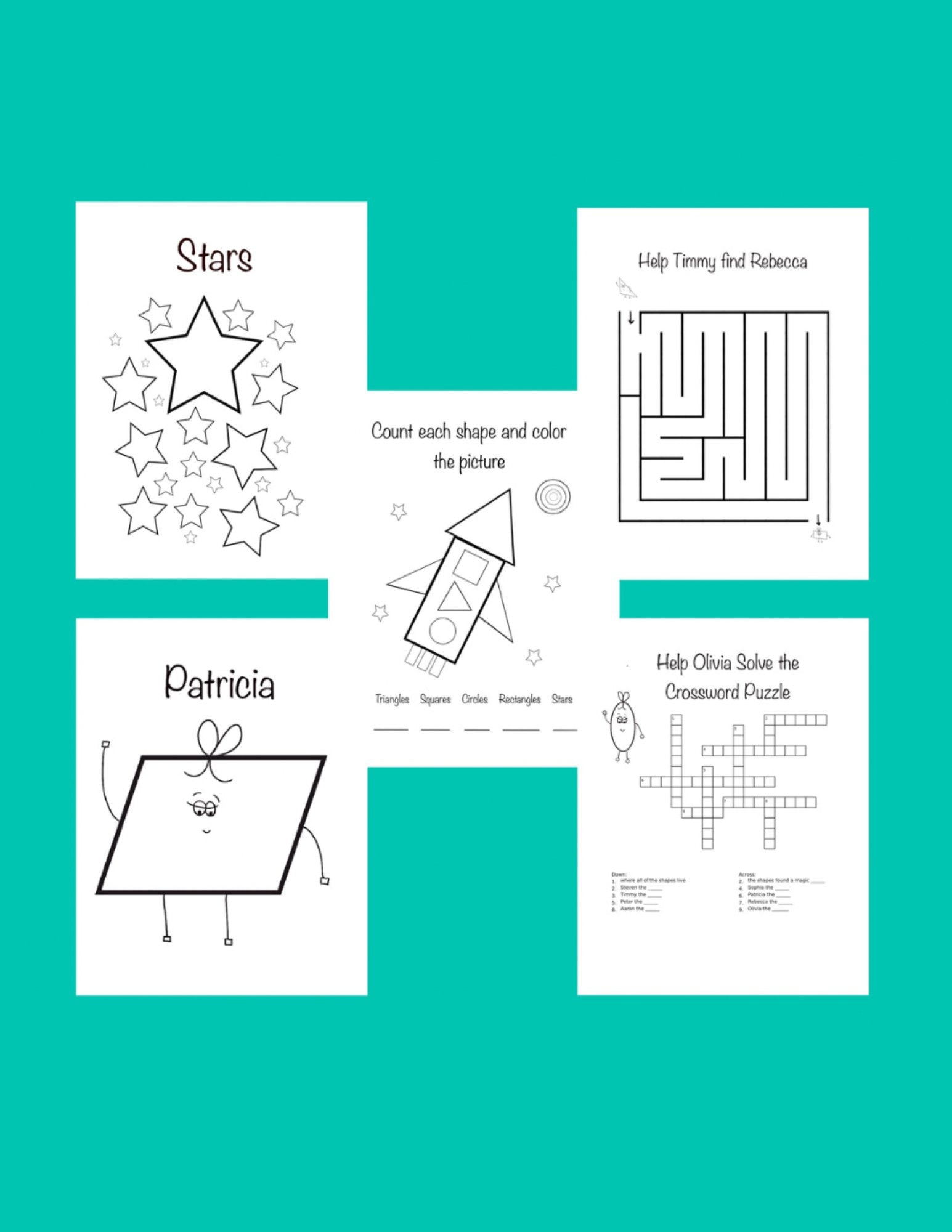 Adventures in Shapeland Coloring & Activity Book back