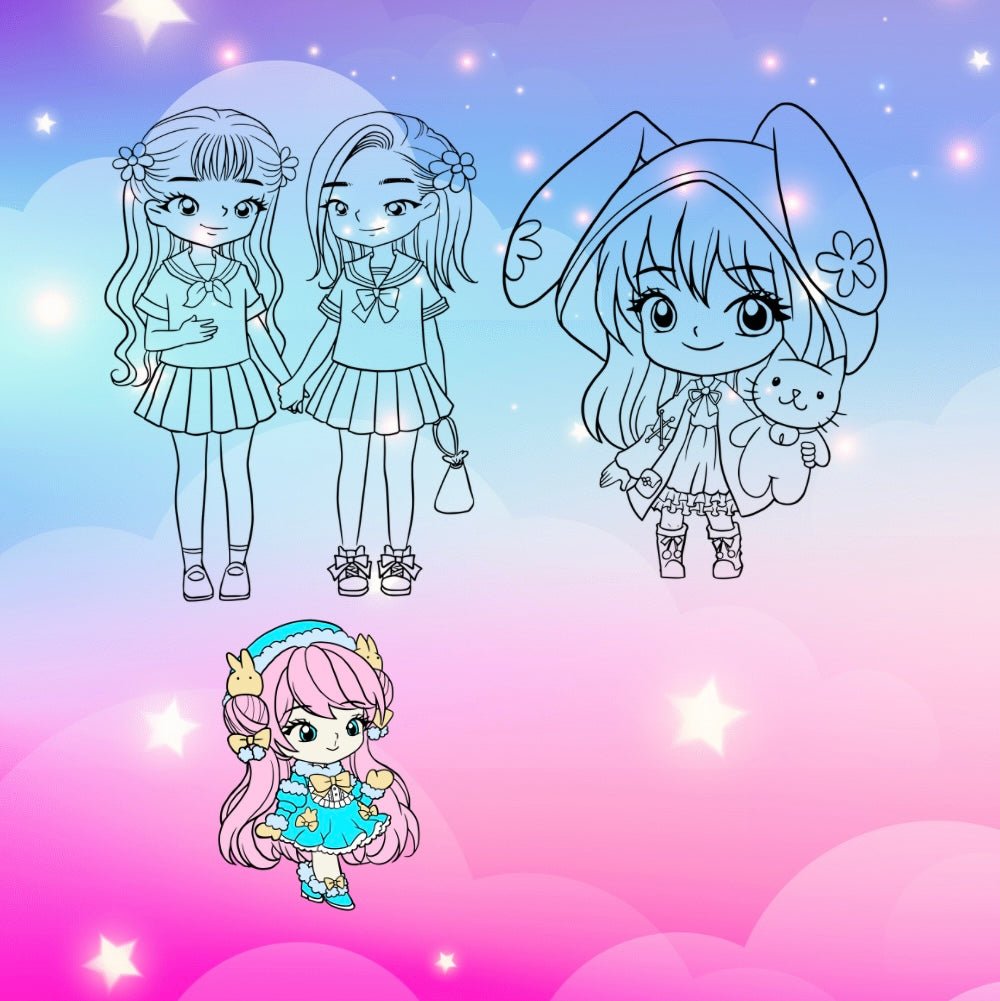 Mini Coloring Book ANIME GIRLS - Mini Muffin Bookstore