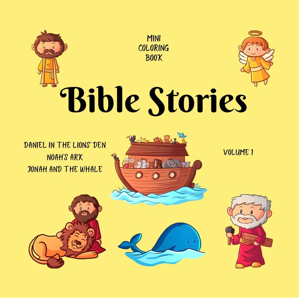 Mini Coloring Book BIBLE STORIES (Volume 1) Daniel in the Lions’ Den, Noah’s Ark, Jonah and the Whale - Mini Muffin Bookstore