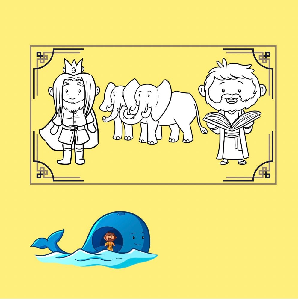 Mini Coloring Book BIBLE STORIES (Volume 1) Daniel in the Lions’ Den, Noah’s Ark, Jonah and the Whale - Mini Muffin Bookstore