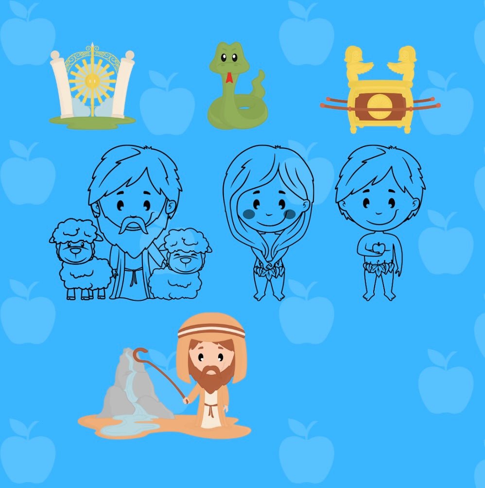 Mini Coloring Book BIBLE STORIES (Volume 3) Moses, Adam and Eve - Mini Muffin Bookstore