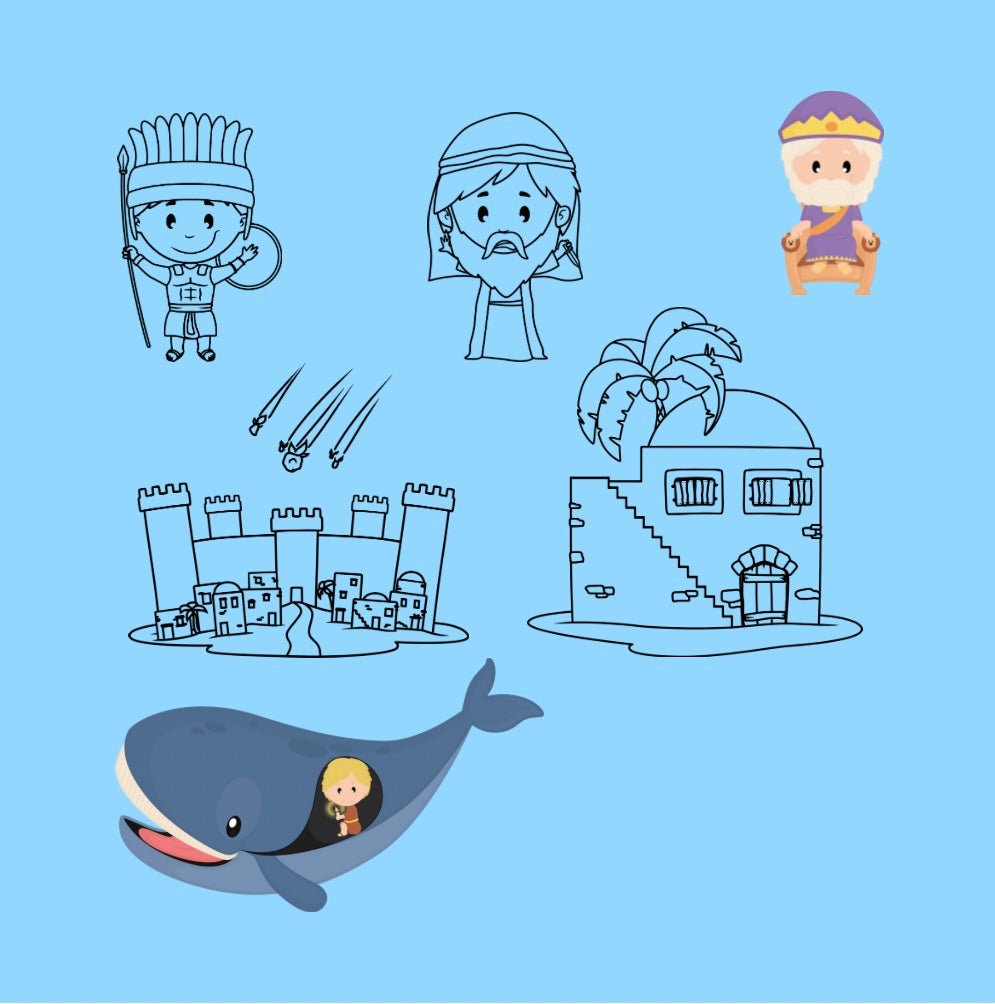 Mini Coloring Book BIBLE STORIES (Volume 4) BIBLE CHARACTERS AND BIBLICAL HOUSES - Mini Muffin Bookstore