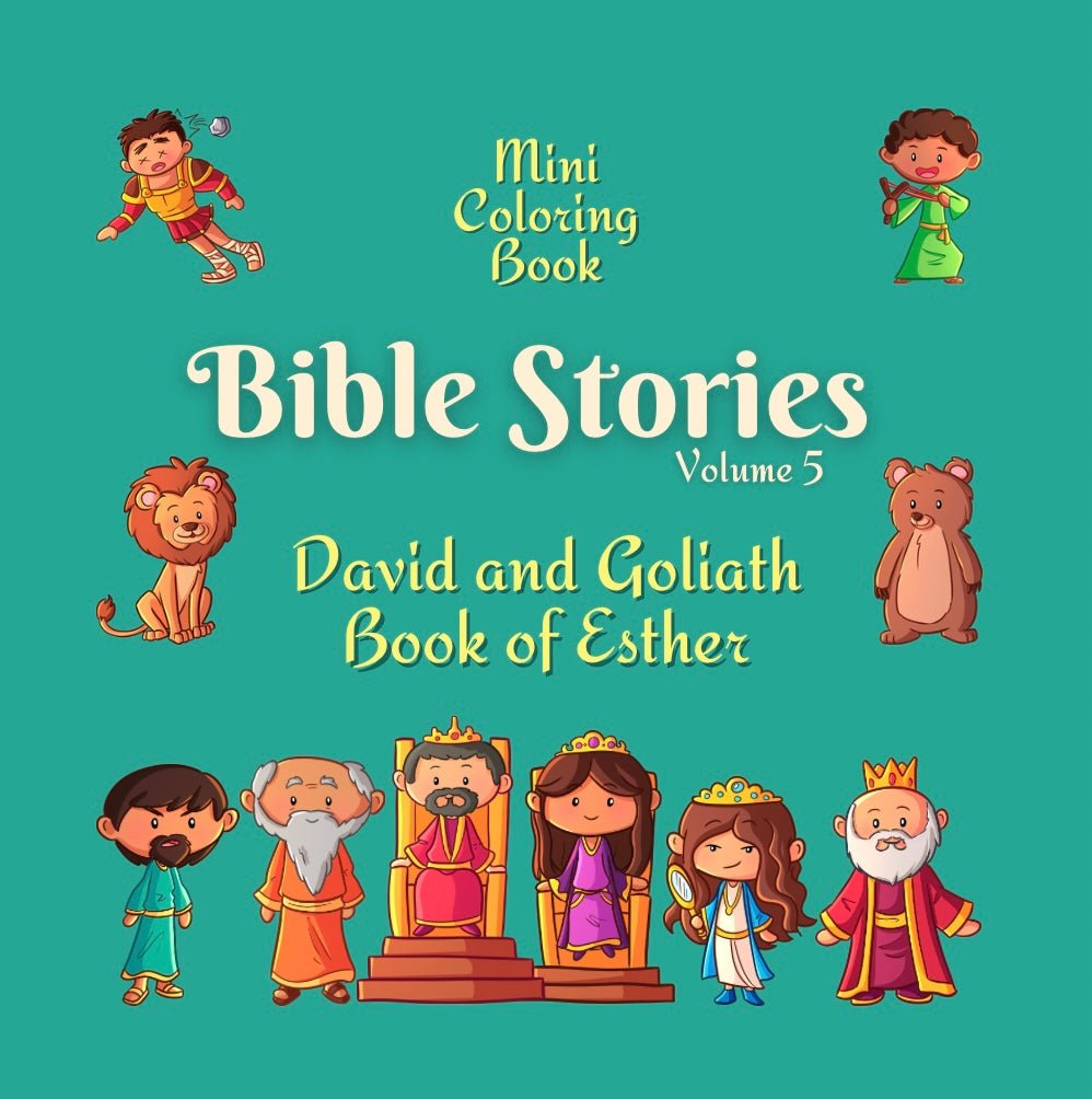 Mini Coloring Book BIBLE STORIES (Volume 5) DAVID AND GOLIATH, BOOK OF ESTHER - Mini Muffin Bookstore