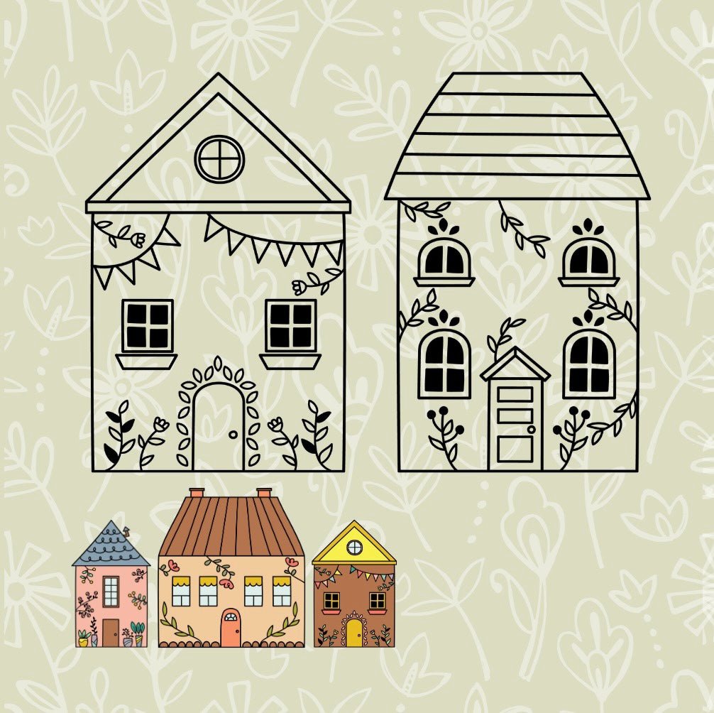 Mini Coloring Book COZY COTTAGES - Mini Muffin Bookstore
