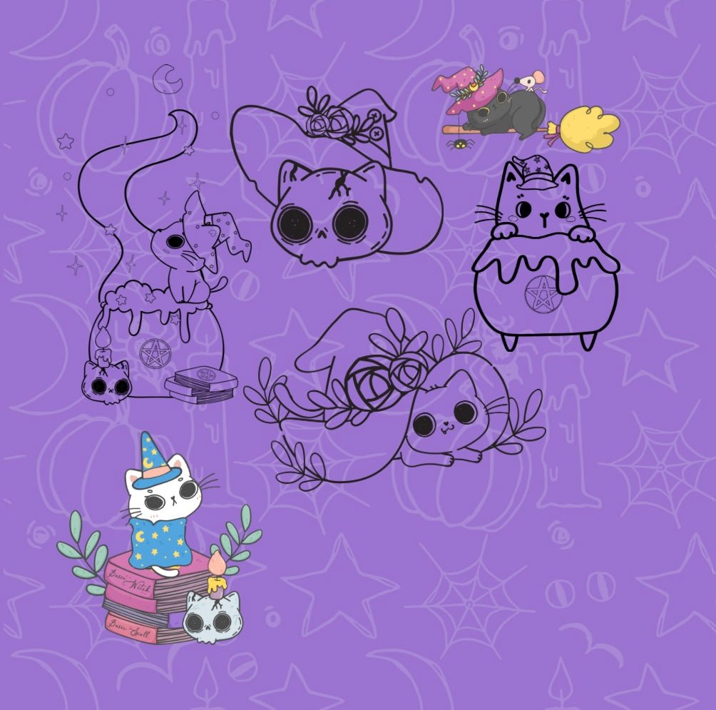 Mini Coloring Book CREEPY PASTEL GOTH HALLOWEEN CATS (Volume 4) - Mini Muffin Bookstore
