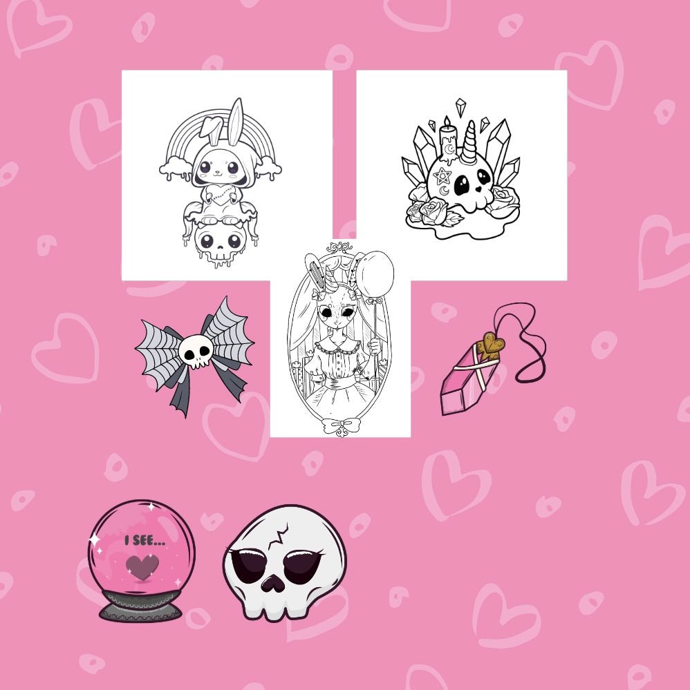 Mini Coloring Book CREEPY PASTEL GOTH (Volume 1) - Mini Muffin Bookstore