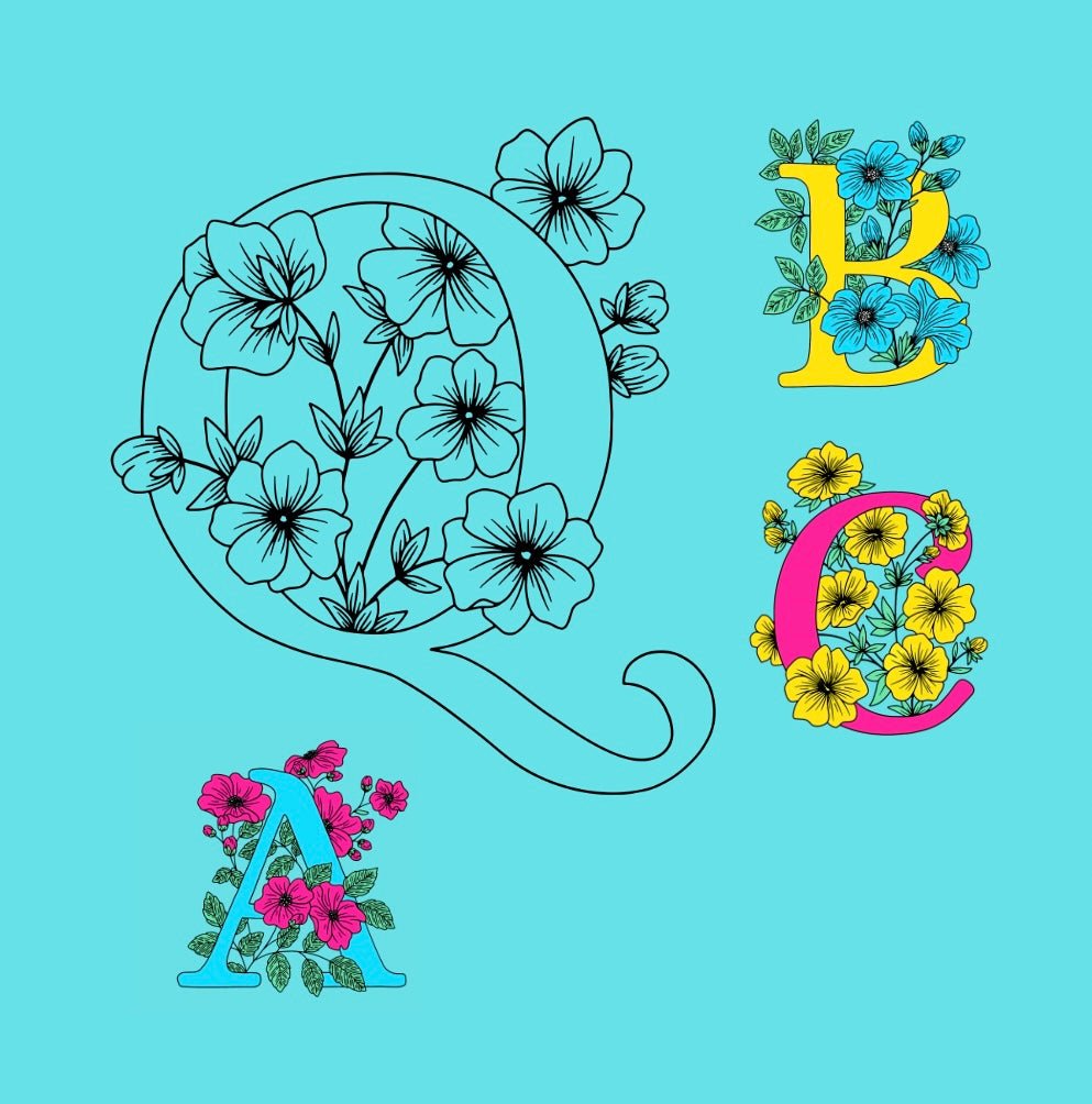 Mini Coloring Book FLOWER ALPHABET - Mini Muffin Bookstore