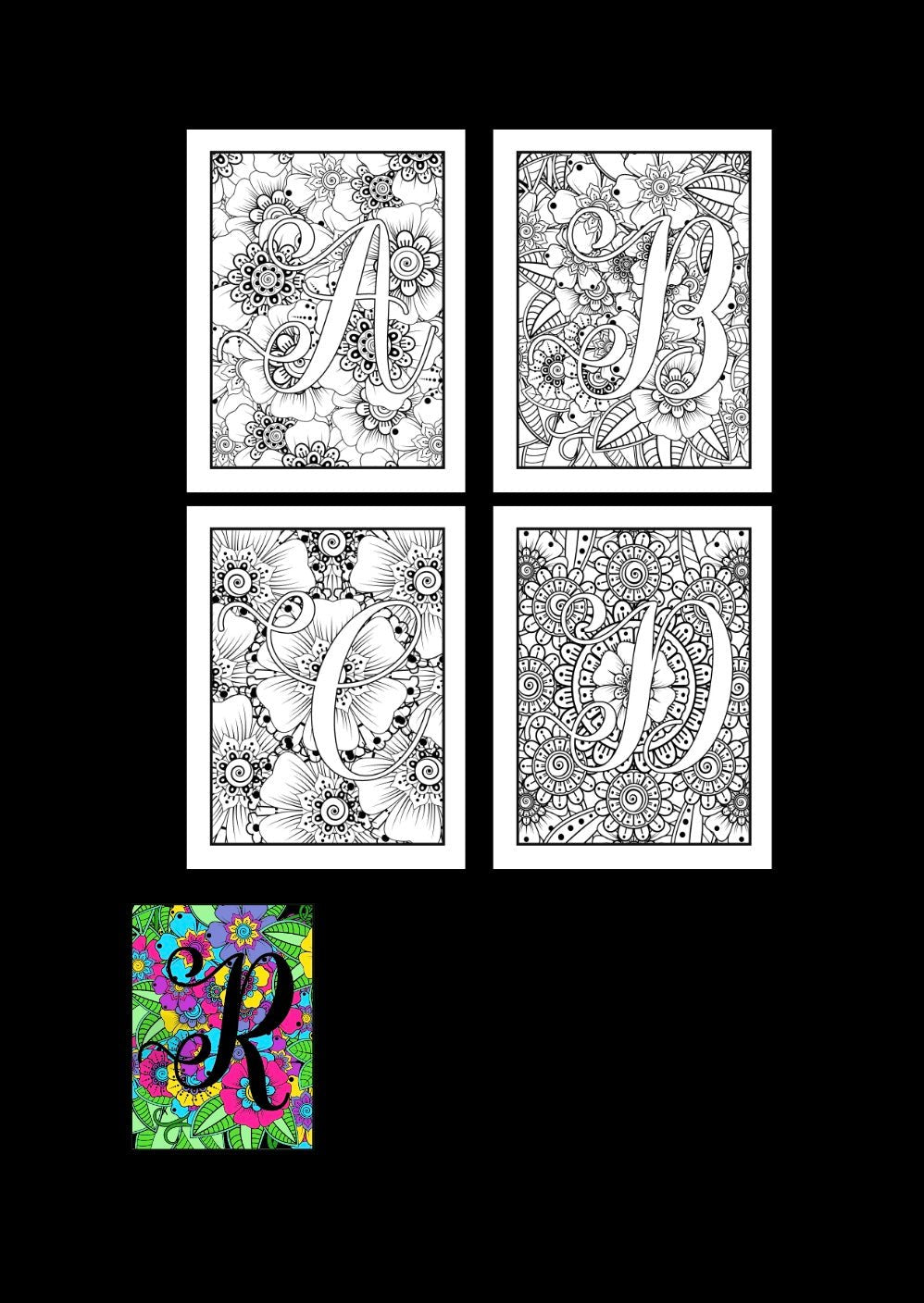 Mini Coloring Book FLOWER ALPHABET (Volume 2) - Mini Muffin Bookstore
