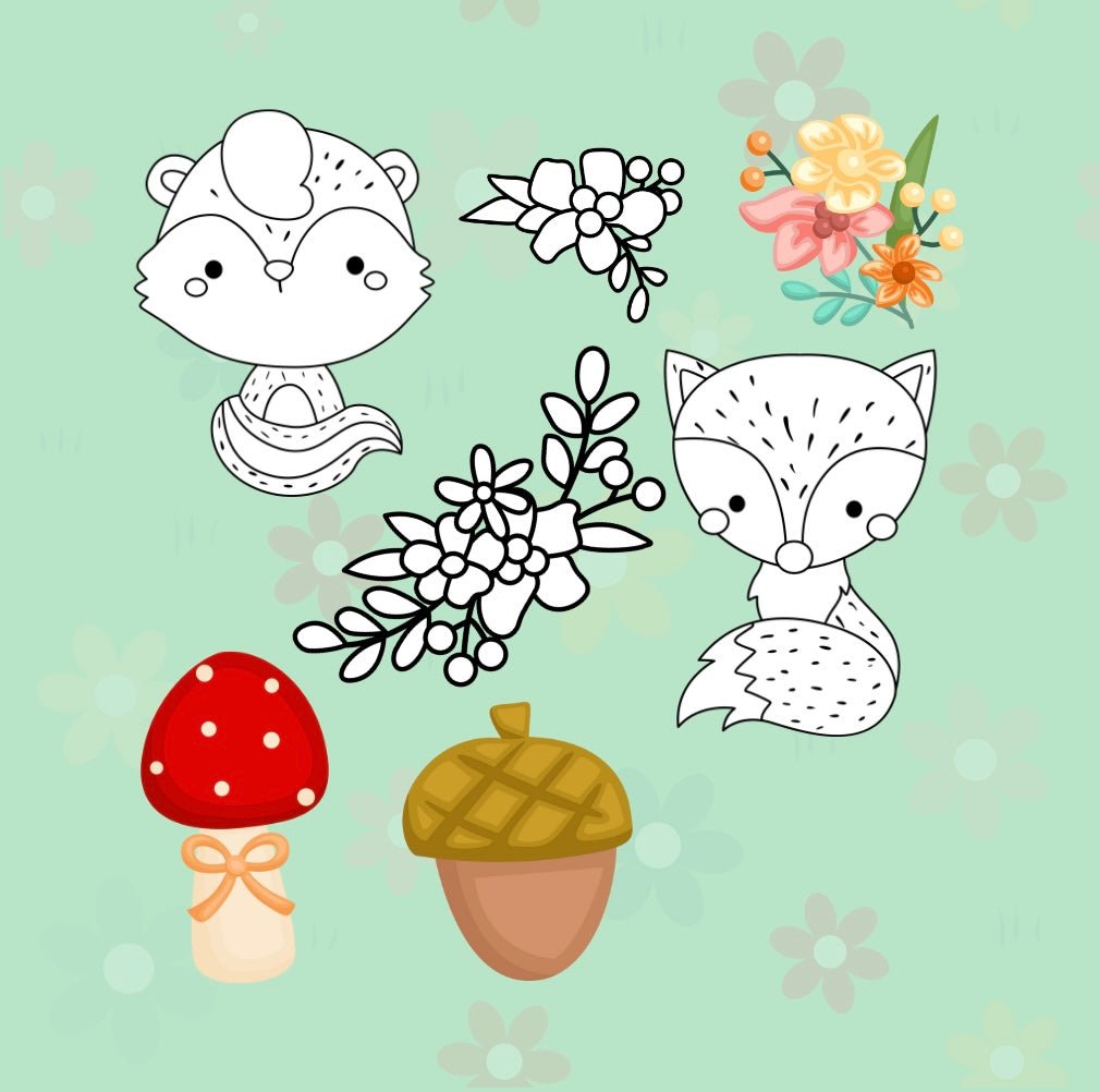 Mini Coloring Book FLOWER ANIMALS - Mini Muffin Bookstore