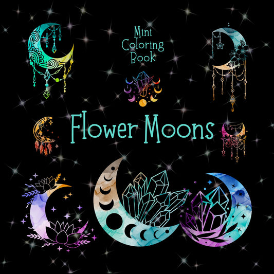 Mini Coloring Book FLOWER MOONS - Mini Muffin Bookstore