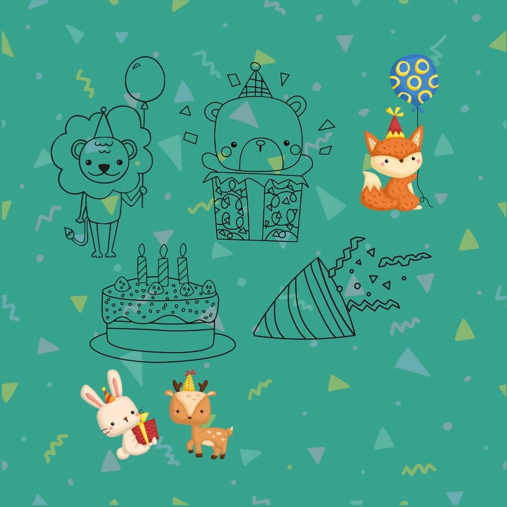 Mini Coloring Book HAPPY BIRTHDAY BABY ANIMALS - Mini Muffin Bookstore