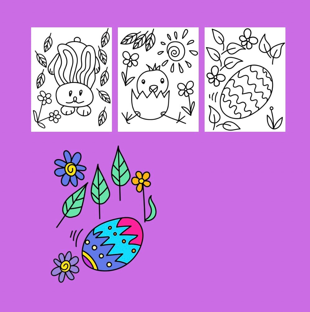 Mini Coloring Book HAPPY EASTER Doodle Chicks & Bunnies - Mini Muffin Bookstore