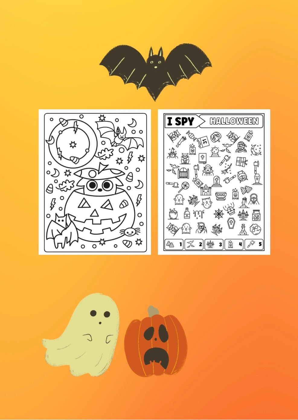 Mini Coloring Book HAPPY HALLOWEEN I-SPY COLORING & ACTIVITY BOOK - Mini Muffin Bookstore