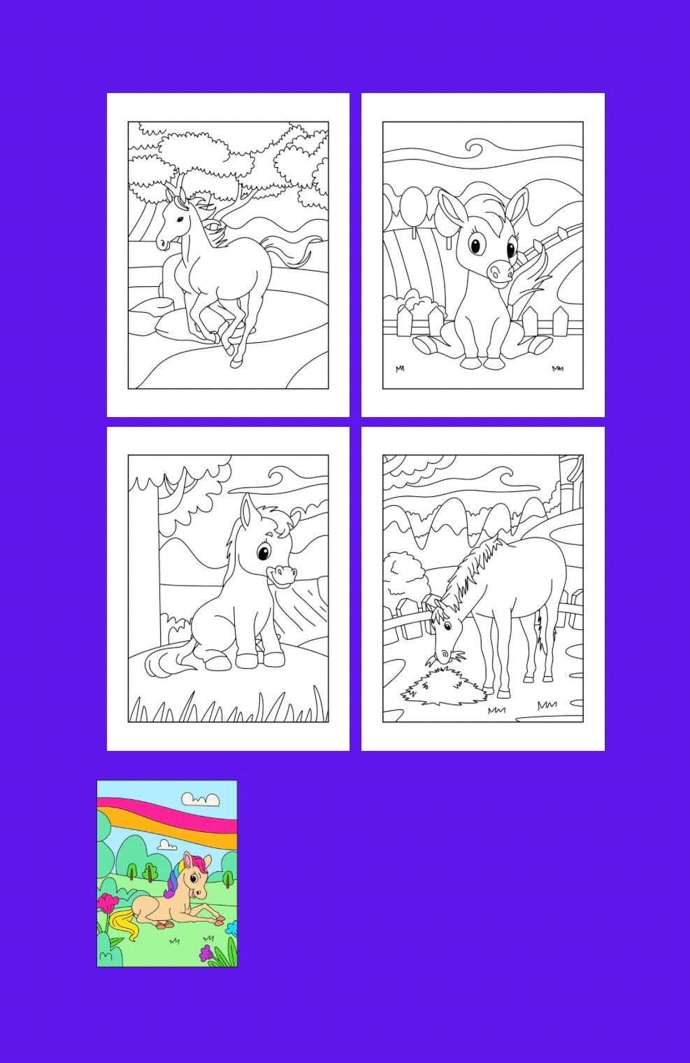 Mini Coloring Book HAPPY HORSES & PRETTY PONIES - Mini Muffin Bookstore