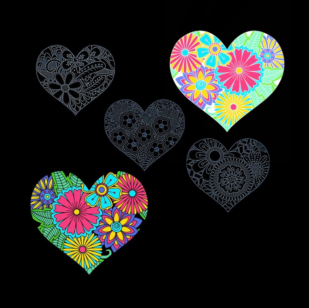 Mini Coloring Book HEALING HEARTS BEAUTIFUL FLOWERS (Volume 2) - Mini Muffin Bookstore