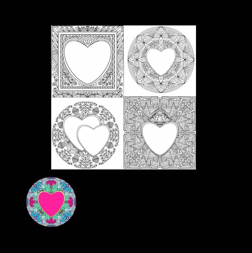 Mini Coloring Book HEALING HEARTS FLOWER FRAMES (Volume 4) - Mini Muffin Bookstore