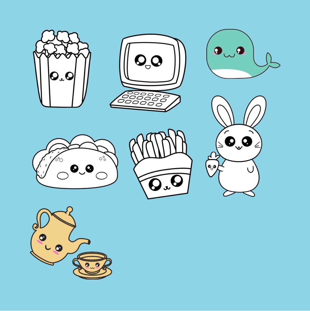 Mini Coloring Book KAWAII FUN CUTE ANIMALS, FOODS & MORE! - Mini Muffin Bookstore