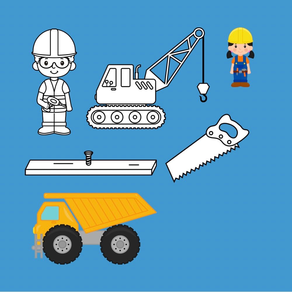 Mini Coloring Book LET’S EXPLORE! CONSTRUCTION SITES - Mini Muffin Bookstore