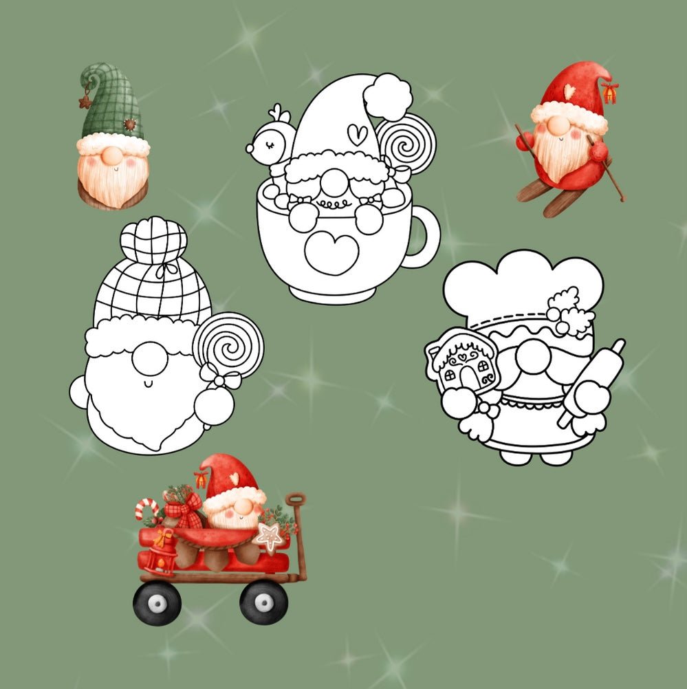 Mini Coloring Book MERRY CHRISTMAS GNOMES - Mini Muffin Bookstore