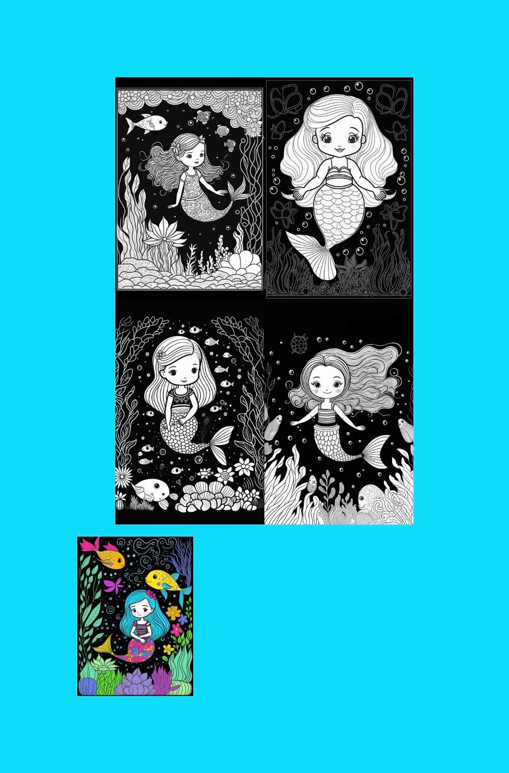 Mini Coloring Book MIDNIGHT MERMAIDS: Beautiful Underwater Scenes - Mini Muffin Bookstore