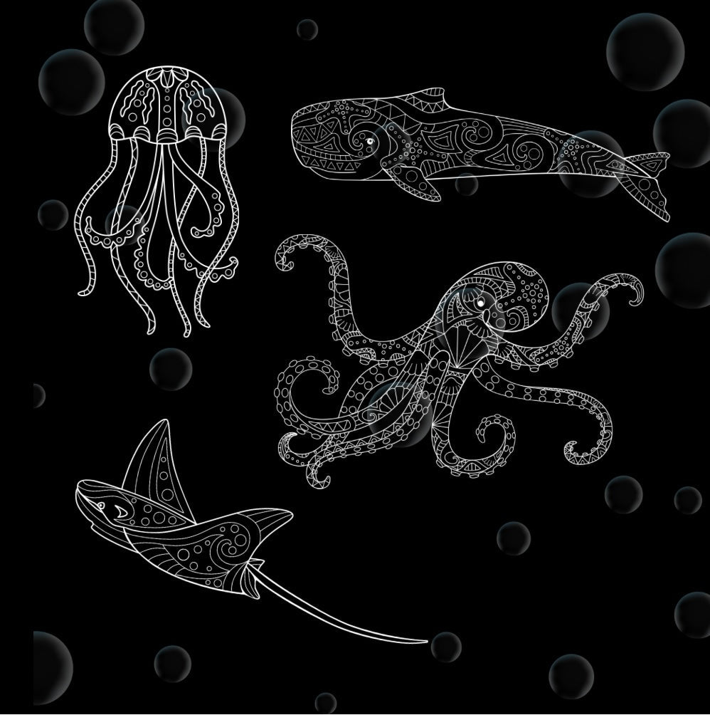 Mini Coloring Book ZENTANGLE SEA ANIMALS - Mini Muffin Bookstore