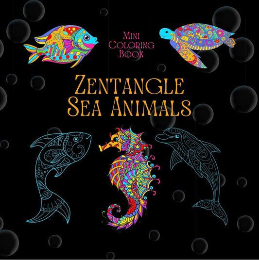 Mini Coloring Book ZENTANGLE SEA ANIMALS - Mini Muffin Bookstore