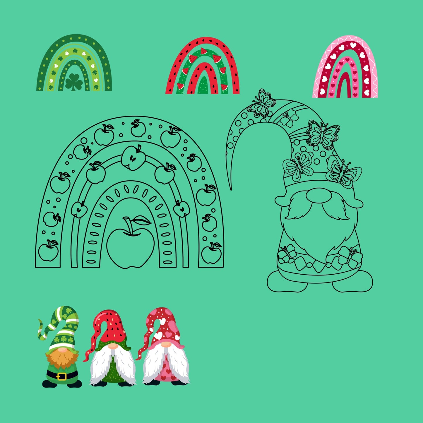 Mini Coloring Book A YEAR OF GNOMES & RAINBOWS - Mini Muffin Bookstore