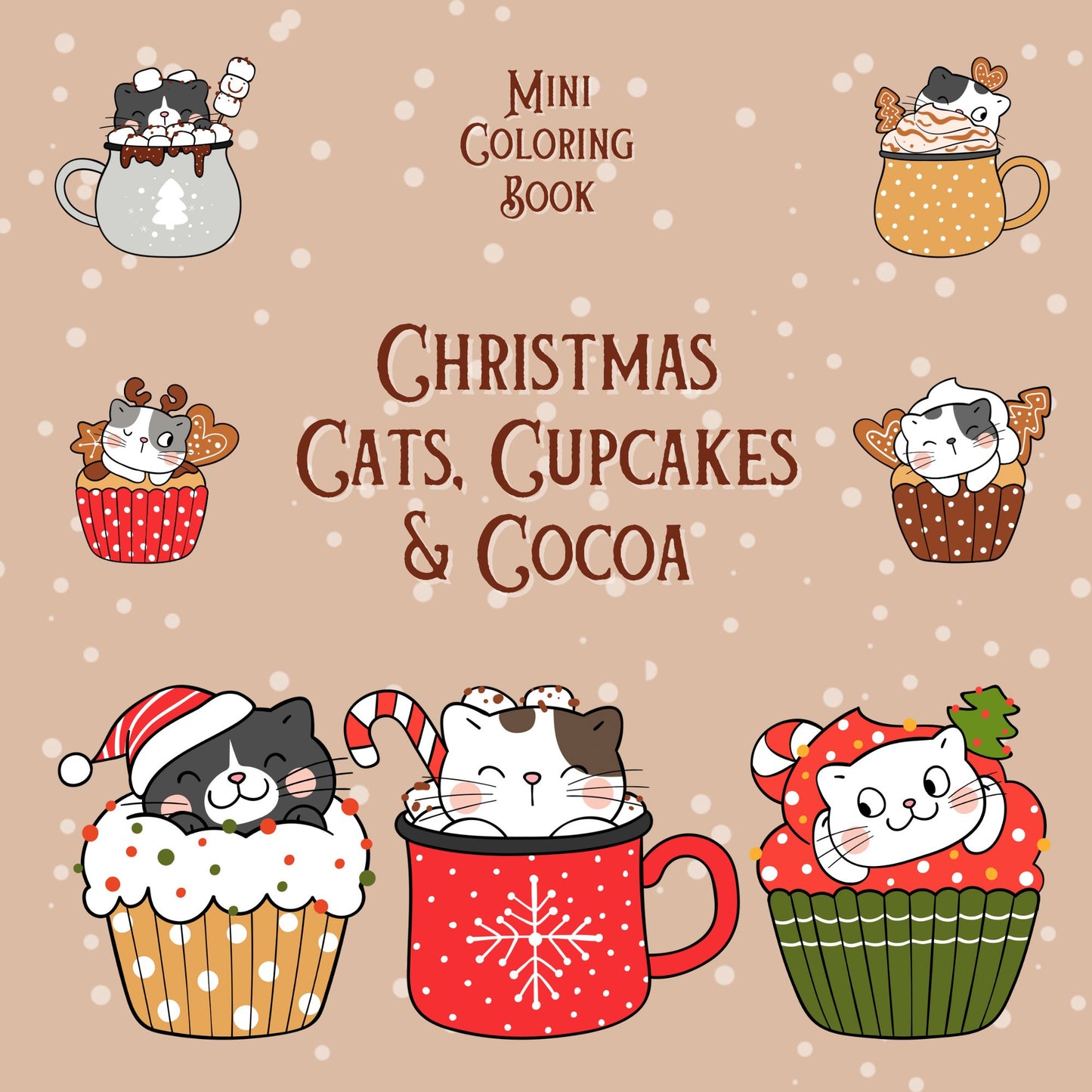 Mini Coloring Book CHRISTMAS CATS, CUPCAKES & COCOA - Mini Muffin Bookstore