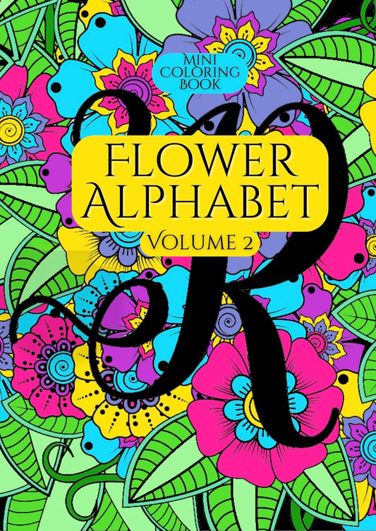Mini Coloring Book FLOWER ALPHABET (Volume 2) - Mini Muffin Bookstore