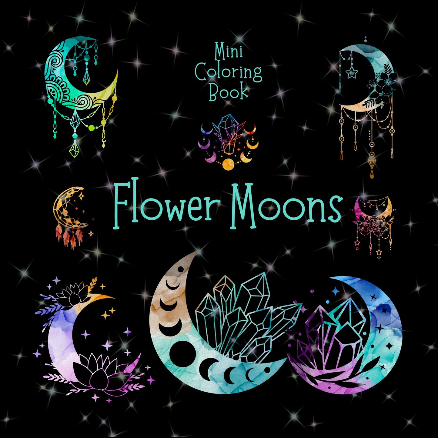 Mini Coloring Book FLOWER MOONS - Mini Muffin Bookstore