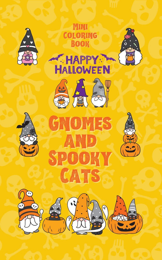 Mini Coloring Book HAPPY HALLOWEEN GNOMES & SPOOKY CATS - Mini Muffin Bookstore