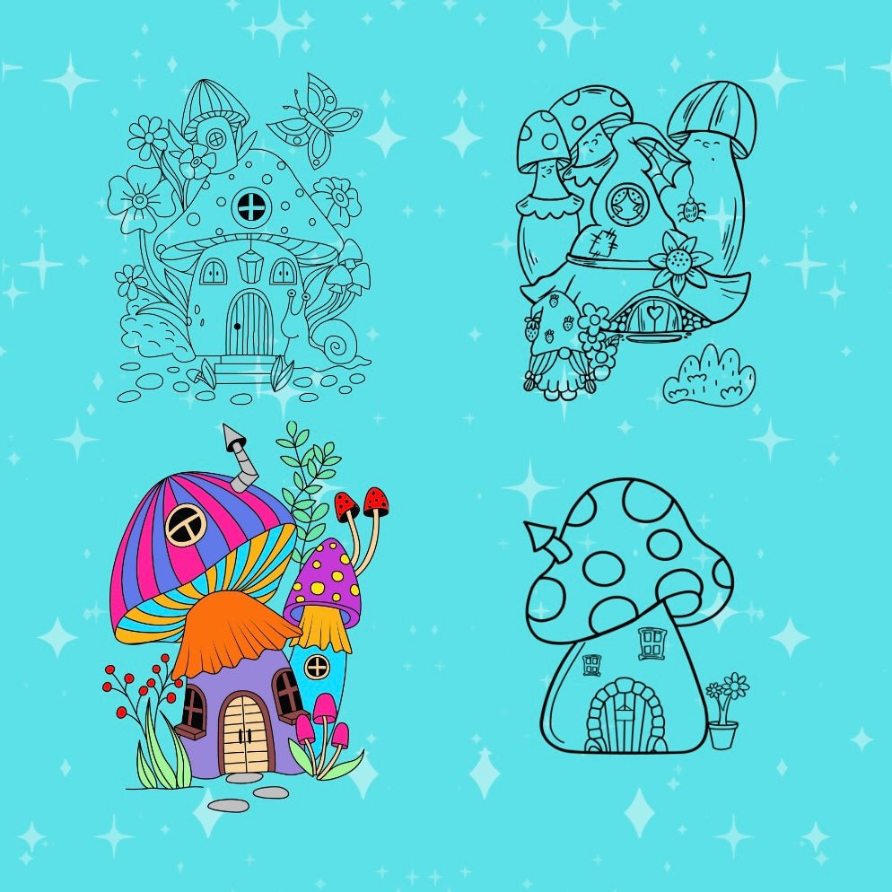 Mini Coloring Book MAGICAL HOUSES Tiny Homes for Fairies and Gnomes (Volume 2) - Mini Muffin Bookstore