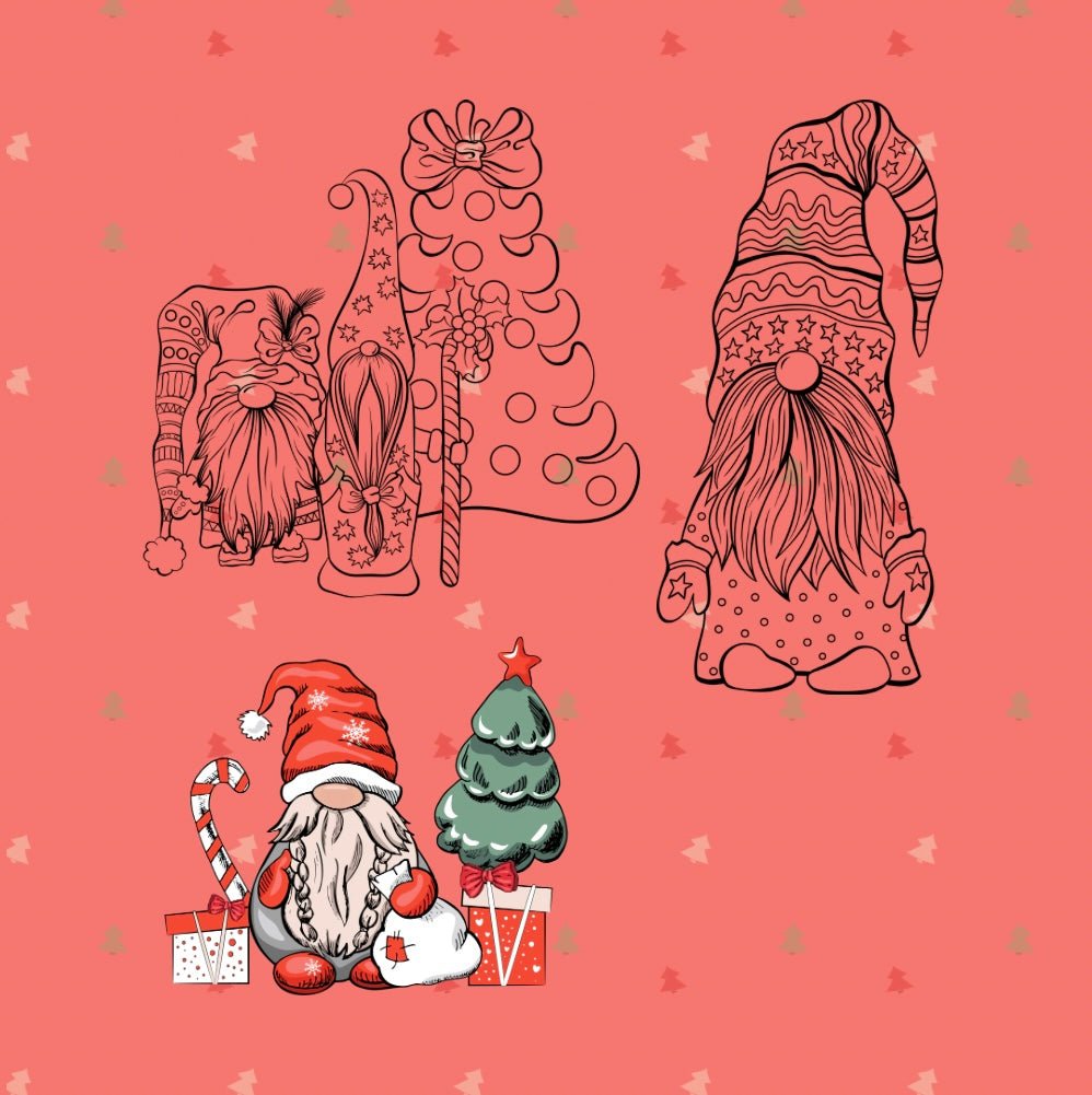 Mini Coloring Book MERRY CHRISTMAS GNOME FOR THE HOLIDAYS - Mini Muffin Bookstore