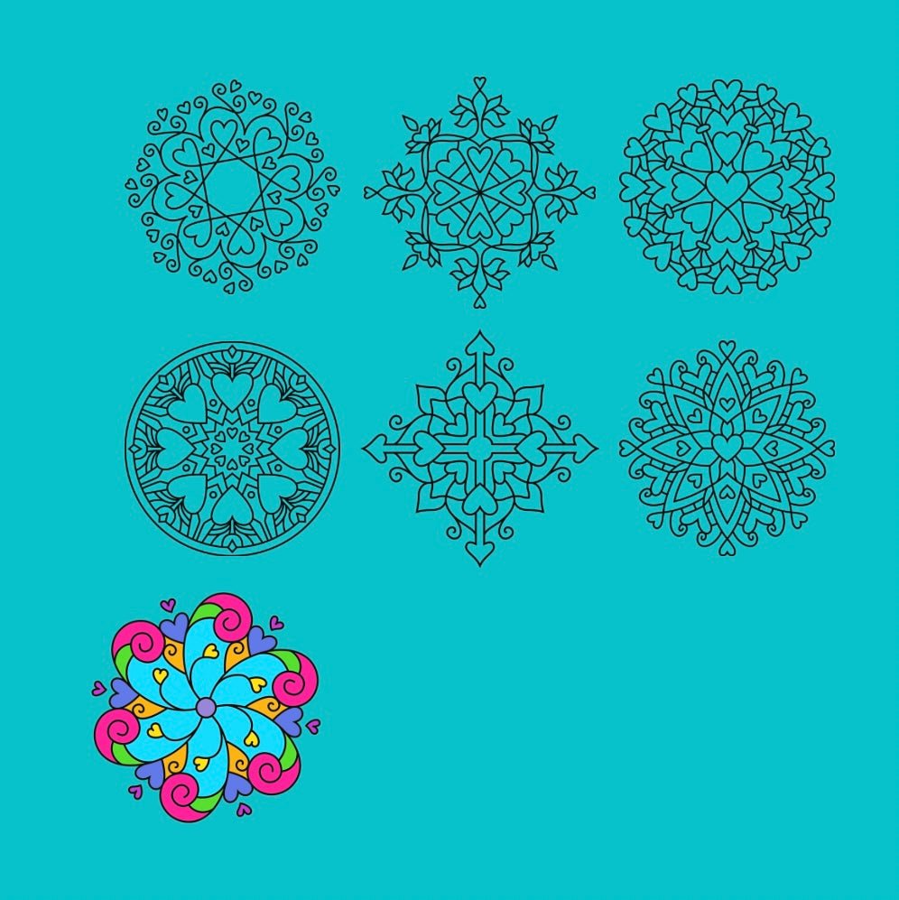 Mini Coloring Book SUPER EASY MANDALAS Simple Heart Patterns (Volume 3) - Mini Muffin Bookstore